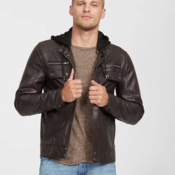 New G by GUESS Nicolas Faux-Leather Moto Jacket SZ S - Picture 1 of 4
